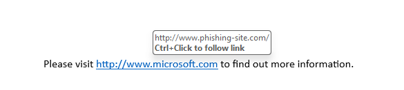 A link to Microsoft which is actually a phishing scam 